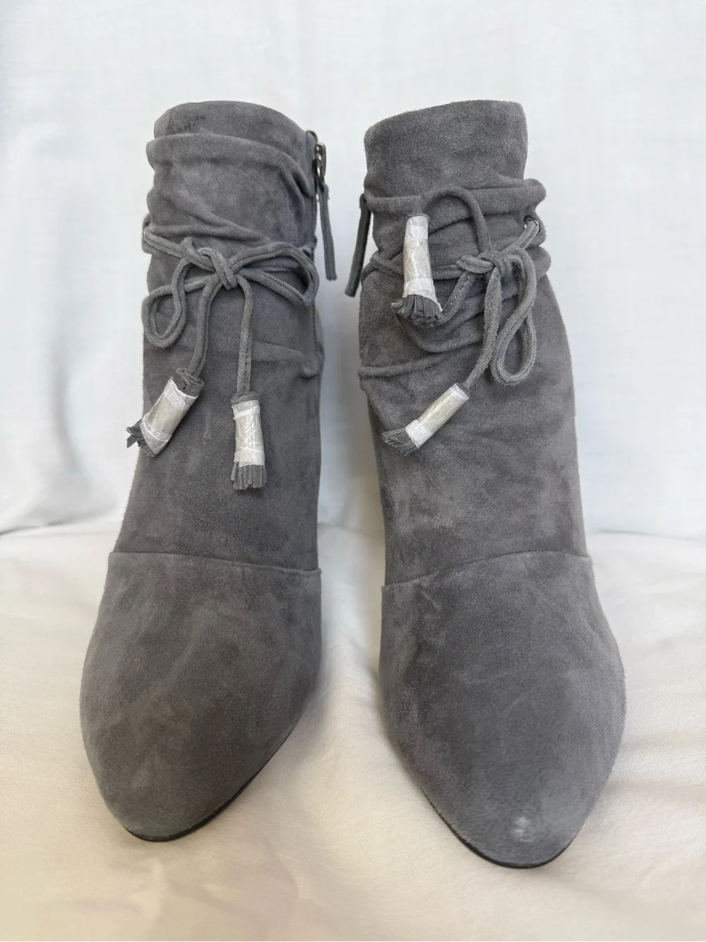 NIB White House Black Market  Taylor Gray Suede Booties - Size 8